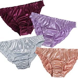 Bolivelan 4 Pack Women's Satin Underwear Comfortable Soft Elastic Panties